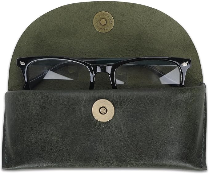 Leather Sunglasses Case Genuine Leather Eyeglass Case Soft Glasses Pouch Reading Glasses Case for Men & Women