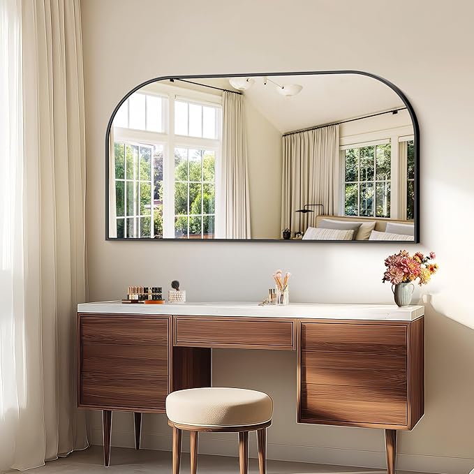 Bathroom Mirror, 55x30 inch Large Black Rectangle Wall Mounted Mirror with Thin Frame, Bathroom Vanity Mirrors for Over Sink, Entryway, Living Room, Bedroom