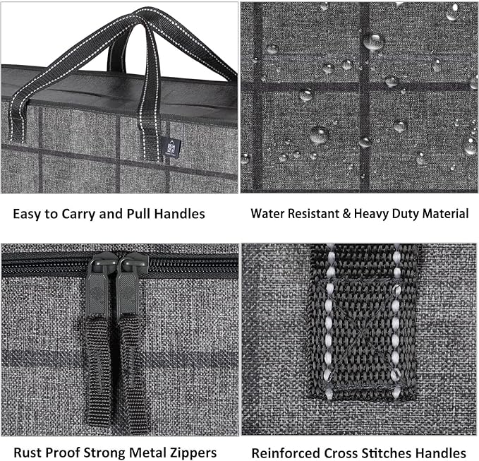 VENO 5 Pack Storage Moving Bags, Organizer Bag, Storage Tote, Zipper On Top, Sturdy, Carrying Bag, Camping Bag for Clothes, Bedding, Comforters, Pillows (13 Gallon Windowpane, 5 Pack)