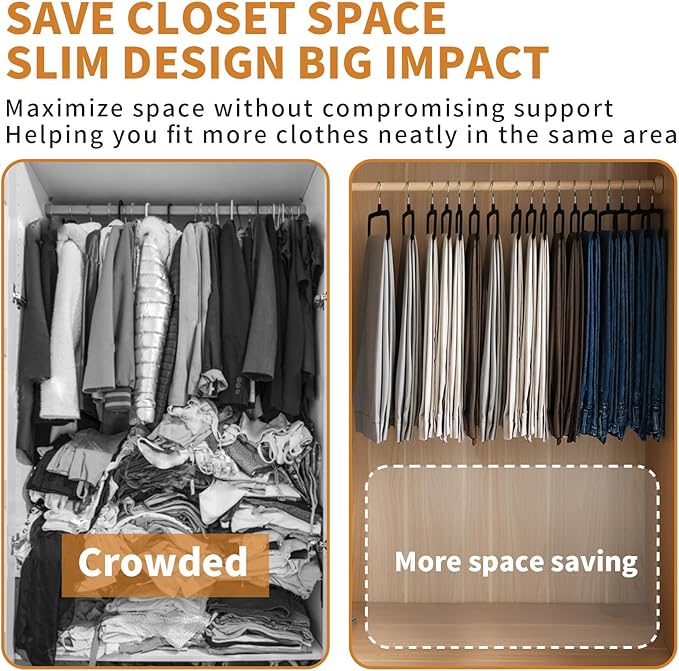 30 Pack Velvet Pant Hangers, Non Slip Thin Space Saving Trouser Hanger with 30 Hooks, 360° Swivel Hook Strong Durable Slim Clothes Hanger for Shorts, Jeans, Tank Top, Scarves