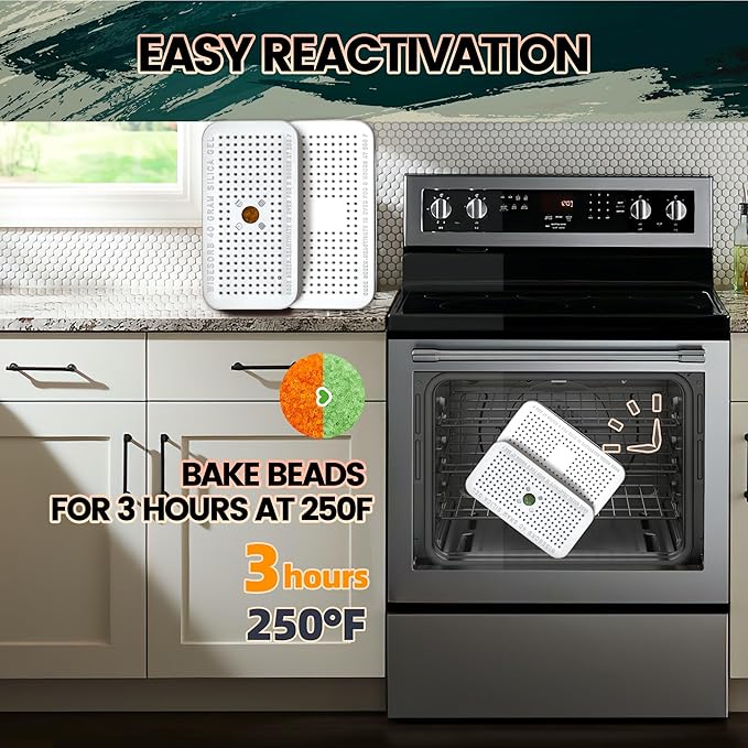 Silica Gel Canister, 40Gram Silica Gel Desiccant Canister (Orange to Green), Reusable Desiccant Dehumidifier, Pack of 7