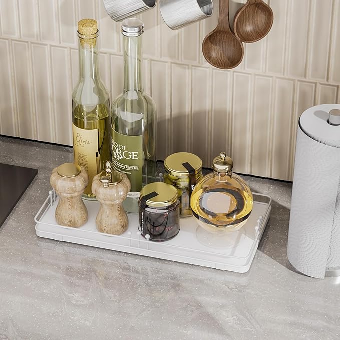 Toilet Paper Basket, Bathroom Basket for Counter Toiletries Towel Decor TP, Toilet Tank Tray, Guest Back of Toilet Organizer Storage, Vanity Tray for Perfume Makeup, Kitchen 13”x6.5” White