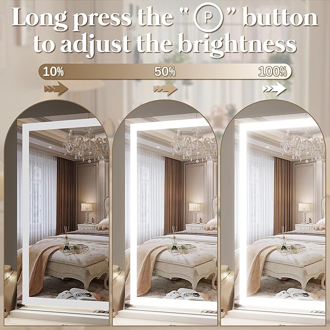 FENNIO Large Vanity Mirror with Lights，40" x 28"Makeup Mirror with Lights，Hollywood Mirror with 3 Color Modes & Adjustable Brightness，Vanity Mirror Square White