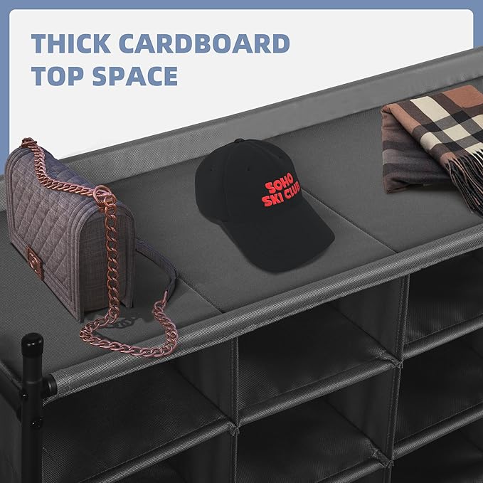 STORAGE MANIAC Stackable Shoe Cubby Organizer, Free Standing Shoe Cube Rack for Entryway, Bedroom, Apartment, Closet, 20-Cube Black