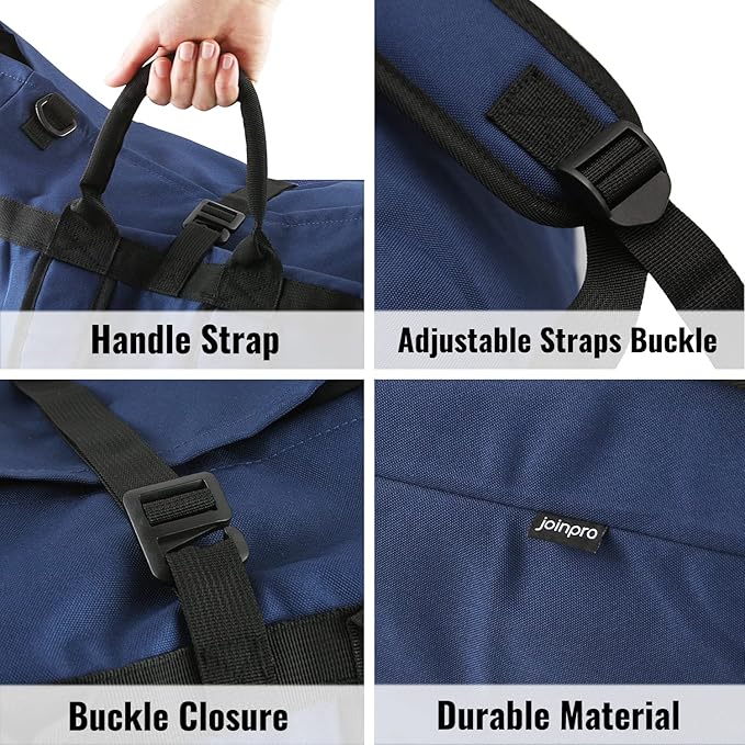 Laundry Bag Backpack, 125L Extra Large Laundry Backpack with Shoulder Straps, Adjustable Extendable Laundry Hamper Bag with 3 Pockets for College, Travel, Camping (Dark Blue)
