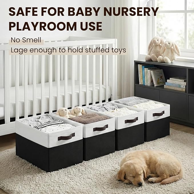 Criusia 6 Pack Closet Organizers and Storage Bins, Cute Dorm Room Essentials for Clothes Beddings Bags, Under Bed Storage Containers, Apartment Essentials Baskets for Organizing (14L*10W*9.5H)