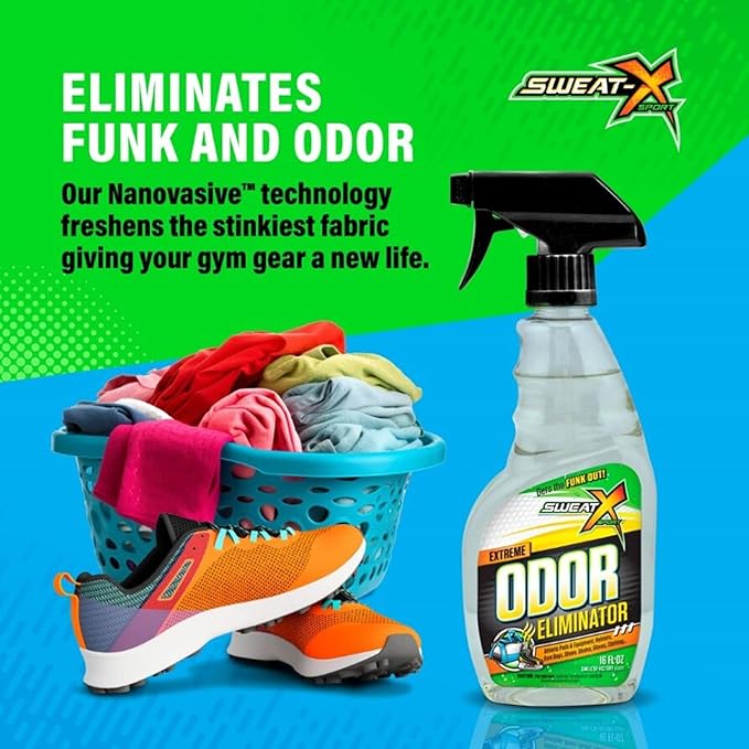 SweatX Extreme Odor Spray - Multipurpose No-Wash Deodorizer - Ideal for Shoes and Gym Clothing - Victory Scent (16 fl oz)