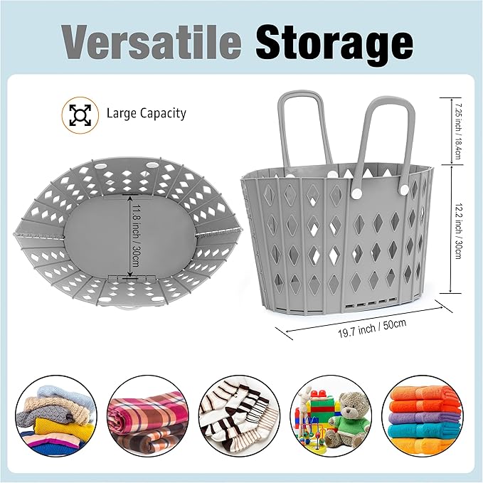 Collapsible Laundry Baskets – Durable Foldable Laundry Hamper for Room Organization, Dirty Clothes Hamper, Basket for Blankets, and Laundry Room Storage – Gray Laundry Basket Set - 2 pack, 45L