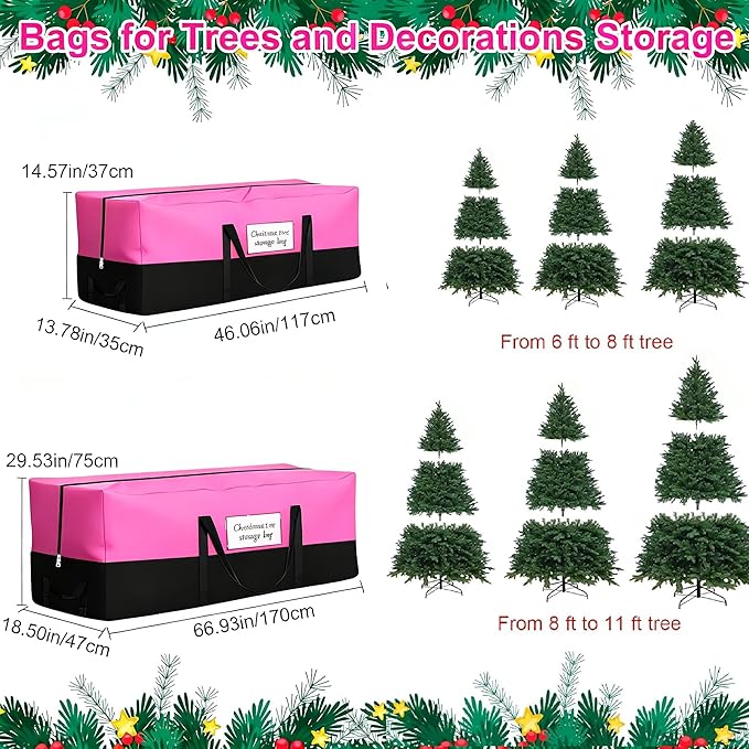 Christmas Tree Storage Bag, Fits Up 8 Ft Tall Artificial Trees, Heavy-Duty 600D Oxford Tree Bag with Reinforced Handles Zipper Clear Pocket, Storage Bags for Moving Items, Clothing, Outdoor, Bedding
