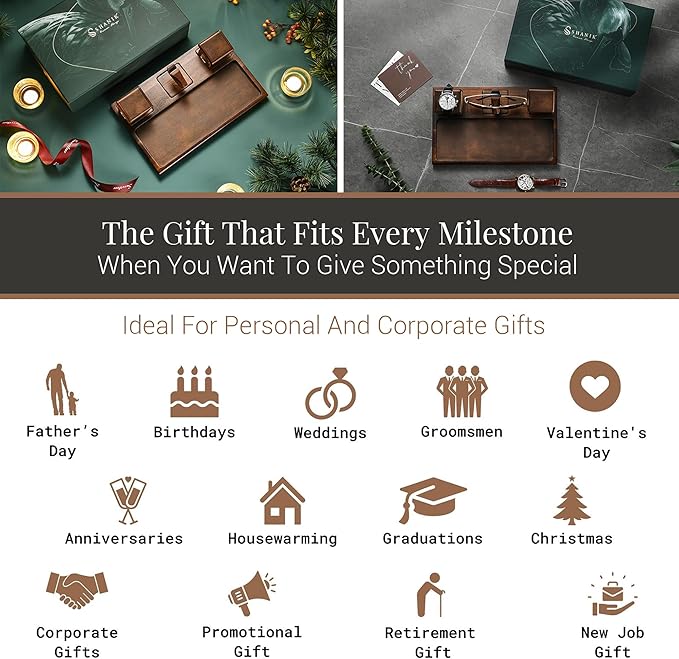 Shanik Engraved Men’s Valet Tray – Acacia Wood Catch All Organizer for Nightstand & Dresser Top, Custom Personalized Gift for Him, Groomsmen, Birthday, Father’s Day, Minimalist Men’s Storage Tray