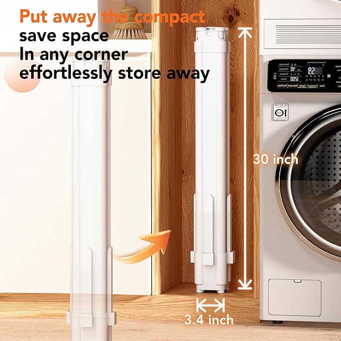 Clothes Drying Rack, Telescoping Tripod Foldable Laundry Dryer, Portable Space Saving Garment Organizer for Laundry Room, Bedroom, Balcony, Apartment & Dorm
