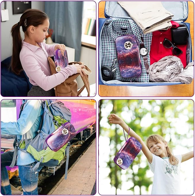 MGZNMTY Travel Carrying Case Compatible with Asthma Inhaler Spacer for Adults and Children, Masks, Inhaler Holder with Asthma Alert Tag and Medical Card, Carabiner (Only Case) (Galaxy)