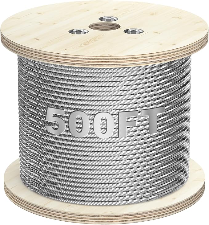 BLIKA 500FT 304 Stainless Steel Cable, Stainless Steel Decking Railing 3/16 inch with 7 x 19 Strand Construction, 3700lbs Breaking Strength Marine Grade for Rail, Deck, Clothesline and DIY Balustrade