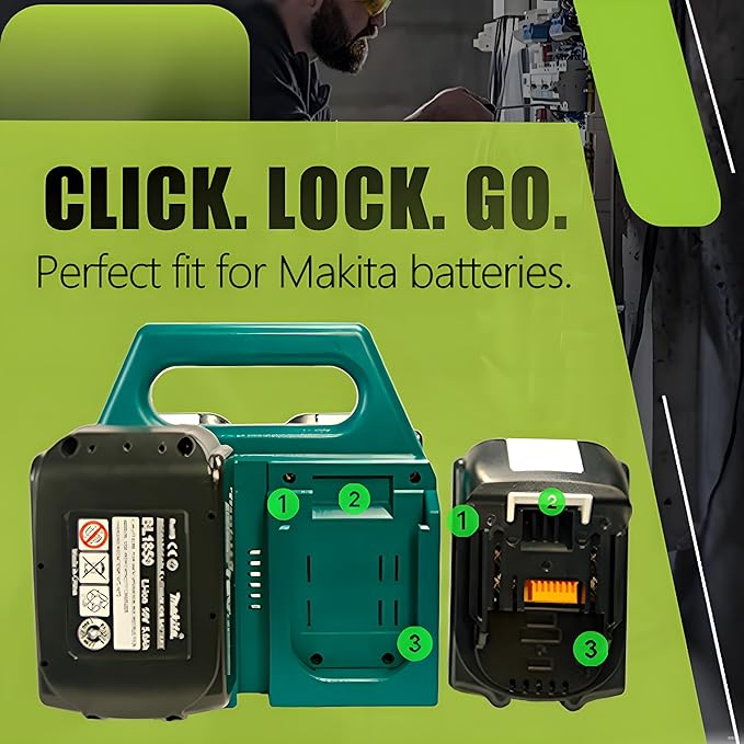 4-Slot Battery Carrying Holder for Makita 18V & 14.4V, Batteries Tool Case Storage Organizer Rack for Makita, Portable and Rugged Battery Caddy with Handle for Jobsite and Mount Bag Use