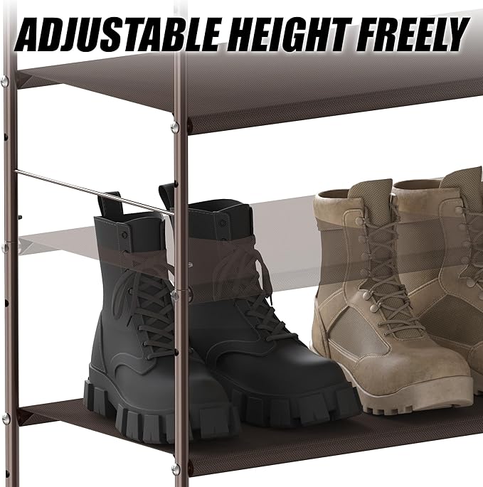 Simple Houseware 6-Tier Shoe Rack Storage Organizer w/Side Hanging Bag, Bronze