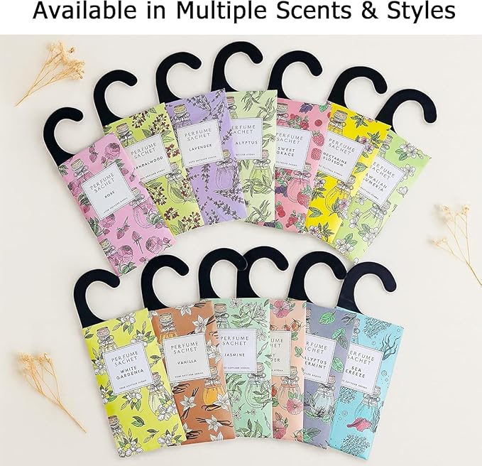 ROSE COTTAGE Large 12 Packs Eucalyptus Hanging Closet Deodorizer Air Freshener Long Lasting Scented Sachets Smell Goods for House