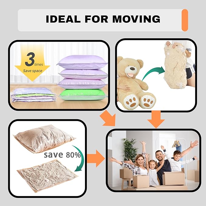 18-Pack Vacuum Storage Bags with Electric Pump – 16 Space Saver Bags + 2 Cube Bags for Clothes, Blankets & Bedding – Durable & Reusable Vacuum Seal Bags for Travel, Moving & Home Organization