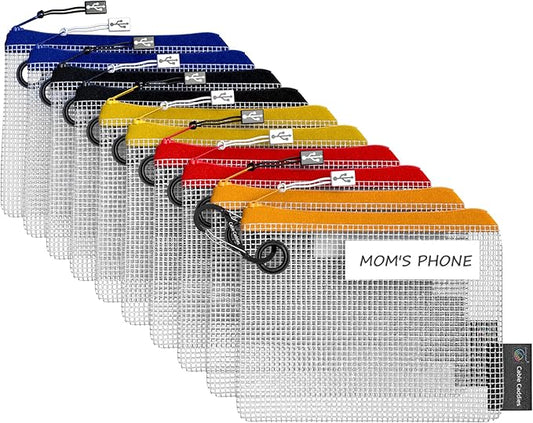 10 - USB Cable Organizer Pouches, Manage Cables, Travel Cable Oranizer, Color Coded with USB Zipper Pulls