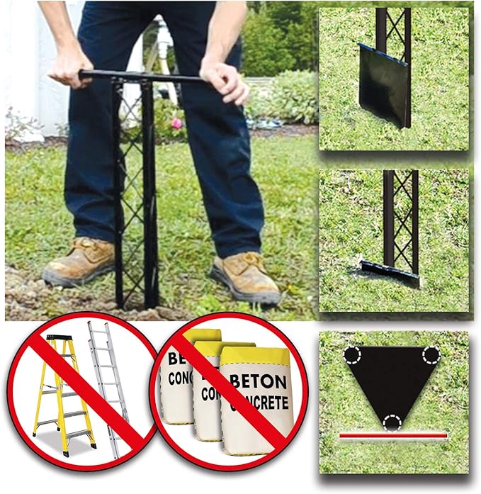Pylex Utility Outdoor Post 16 Feet Total (11 Feet Above Ground – 5 Feet in Ground) - Light Outdoors Posts, Clothesline Pole, Sentinel Camera, Antenna, No Concrete Need, Steel Bake Powder Finish 10736