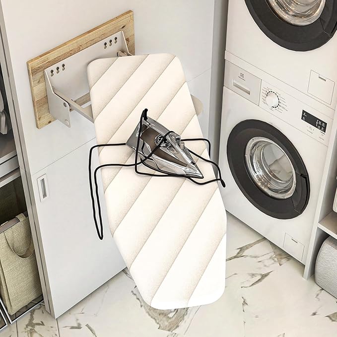 uyoyous Heavy Duty Wall Mounted Ironing Board 37x13 Inch, Foldable Space-Saving Ironing Holder with Heat Resistant Cover, Perfect for Small Spaces, Home & Laundry Room