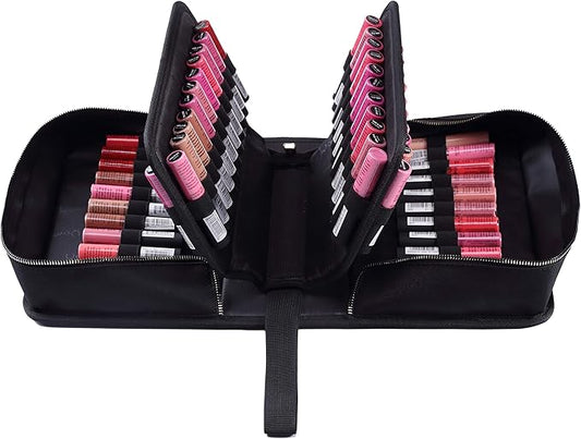 ROWNYEON Lipstick Organizer Case Lipstick Holder Portable Lipstick Bag Travel Makeup Bag Cosmetic Case Large Capacity Lipstick Carrying Case Makeup Artist Lip Gloss Storage Bag