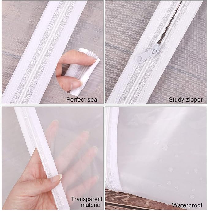 Pwsap 8Pack Breathable Clothes Covers with Zip, Hanging Garment Covers Bags Dress Bag Covers Mens Suit Storage Bag Dust Cover for Wardrobe Storage and Travel