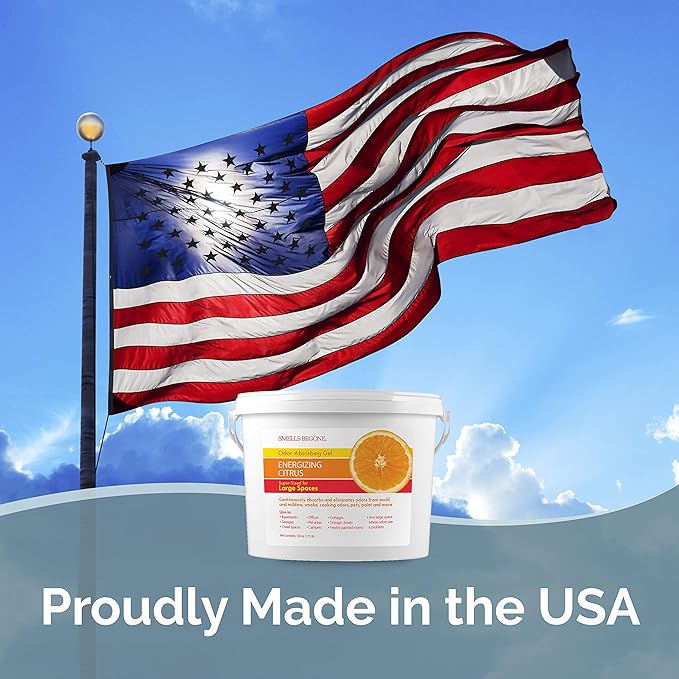 SMELLS BEGONE 1-Gallon Gel Odor Eliminator – High-Capacity, Long-Lasting Absorber for Large Basements, Garages, Workshops & Commercial Areas – Remove Tough Odor with Essential Oils (Energizing Citrus)