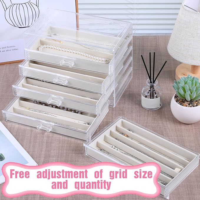 5 Layer Acrylic Necklace Storage Drawer, Dustproof Jewelry Box Organizer with 5 Drawers Dustproof Necklaces Box Clear Acrylic Jewelry Boxes for Women Girls Ring Necklace Earring Bracelet Organizers