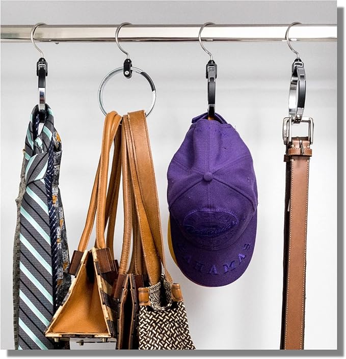 Multipurpose Closet Hangers, 25 Tie Belt Hanger for Closet, Great Space Saving Belt Organizer for Wardrobe, Ideal for Storing Belts, Ties, Scarfs, Baseball Hats, Purses & More, 1 Pack