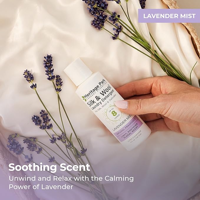 Heritage Park Silk & Wool All-Natural Lavender Mist Scent, pH-Neutral Laundry Detergent - Enzymes-Free, Ultra Concentrated (4 fl oz Trial Size)