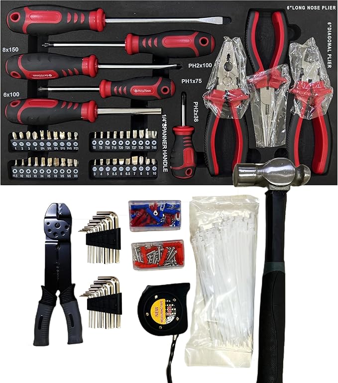 Campfun 439PCS Tool Set, Mechanic Tool Set for Home, Tool Box Set 4-Tier Socket Wrench Ratchet Plier Nails, Home Tool Set Mechanics Kit with 3 Drawers Organizer for Adults Man Handyman, Orange