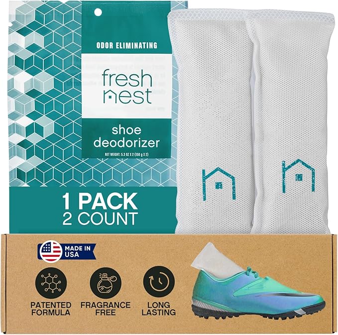 Shoe Deodorizer with Zeolites 1-Pack - Odor Eliminator, Air Freshener, Smell Absorber, Sneakers, Gym Bags, Soccer Cleats, Closets, Pet Area, Reusable - Shoe Deodorant