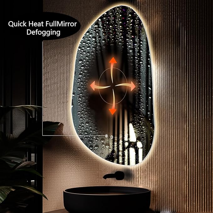 WallBeyond LED Bathroom Mirror with Lights, 22 x 30 Inch Led Bathroom Vanity Mirror for Wall, Anti Fog Mirror for Bathroom, 3 Colors and Dimmable Light, Horizontal/Vertical