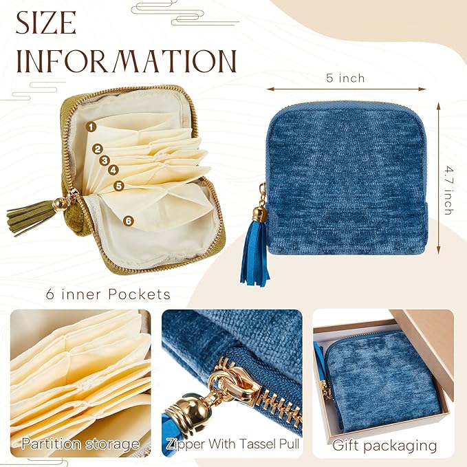 MTLEE 2 Pcs Small Travel Jewelry Case, Mini Soft Velvet Organizer Pouch for Bracelets, Large Earrings, Beaded Necklace, Portable Jewelry Bag Holder for Travel Everyday Use(Elegant)