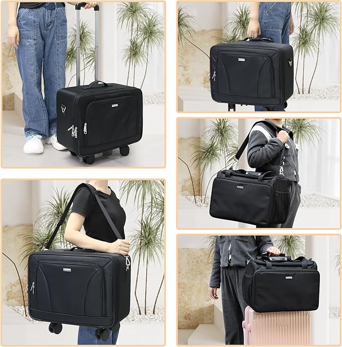 MONSTINA Rolling Train Case with Wheels, Extra Large Makeup Bag with 4 Bags Professional Hairdressing Bag Hairstylist Travel Bag Cosmetology Case on Wheels for Makeup Artist Hairstylist