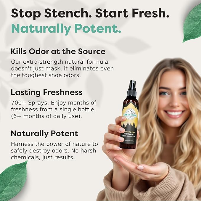 Lumi Outdoors Natural Shoe Deodorizer Spray 3 Pack Bundle - Lemon Eucalyptus, Citrus Tea Tree, Lavender Tea Tree