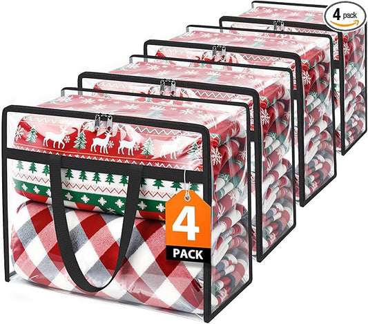 Storage Bags, 4 Pack Under Bed Storage and Closet Organizers Containers, Heavy-Duty Foldable Moving & Packing Bags with Zippers for Comforter, Bedding, Duvet, Blanket & Toy Storage, 40L
