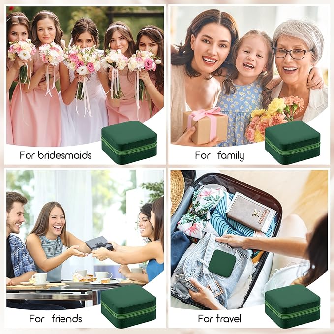 Taiyin 6 Pcs Travel Jewelry Case, Valentines Day Gifts for Her- Small Jewelry Organizer Box Bridesmaid Gifts for Women Girls (Green)