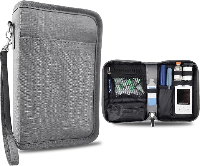 Diabetes Supplies Case – Portable Storage Case and Organizer Glucose Meter, Insulin, and Accessories - Compact, Portable (Glacier Gray)
