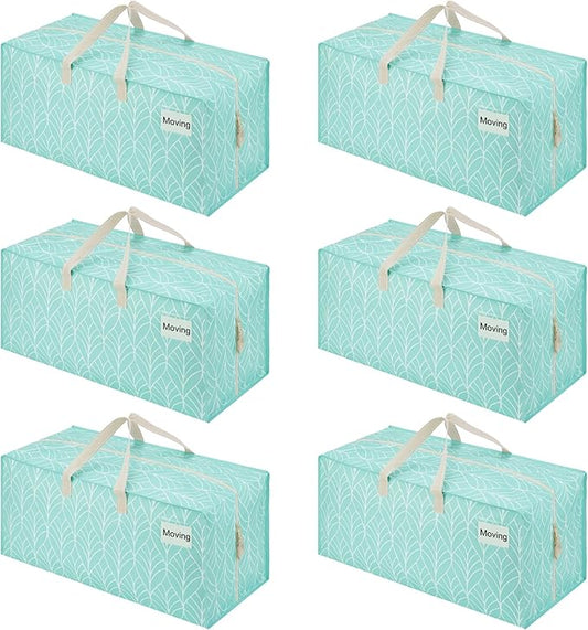VENO 6 Pack Heavy Duty Moving Bags with Backpack Straps, Zippers & Handles, Extra Large Packing Bags for College Dorm Essentials, Moving Supplies Alternative to Cardboard Moving Boxes