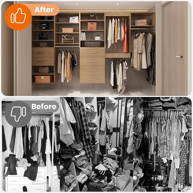 ROOMTEC 19.5" 2 Drawer Short Tower Closet Unit, Modular Closet System with Drawers and Shelf, Wardrobe Organizer for Bedroom or Walk-in Closet, Wall Mounted, Customizable Clothes Storage Unit, Wood