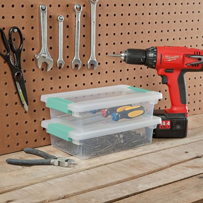 Sterilite 30-Pack Clip Box, Stackable Clear Plastic Bins with Latching Lids, Small - Writing, Arts or Crafts Supplies Storage Containers for Home, Office, Classroom and Workshop Organization