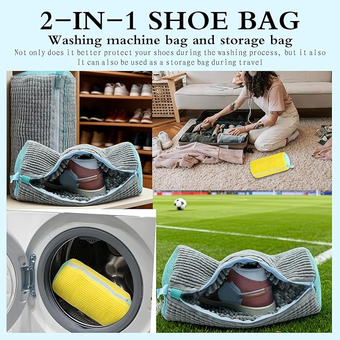 shoe washing machine bag, Laundry Shoe Bag, Reusable Shoe Washing Bag, 360 ° Deep Cleaning,Suitable for All Shoe Types, With Self-Locking Zipper, 2-pack (Yellow)