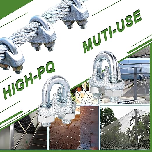 120 PCS 1/8 Inch Wire Rope Clamps, M3 Heavy Duty Galvanized Wire Cable Clamps for Tent Ropes, Boat, Clotheslines, U-Bolt Saddle Fasteners for Secure Connections