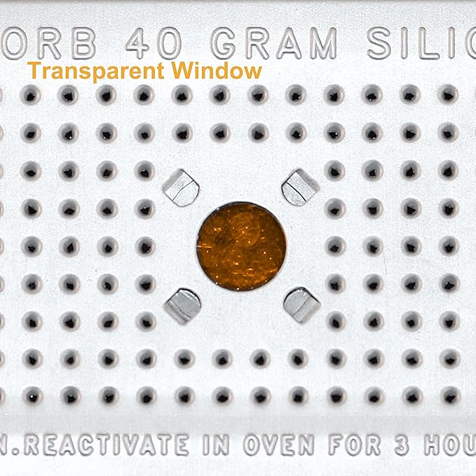 40 Gram Pack of 5 Silica Gel Canister, Gun Safe Dehumidifiers (Orange to Green), Reusable Desiccant Moisture Absorber for Car, Closet