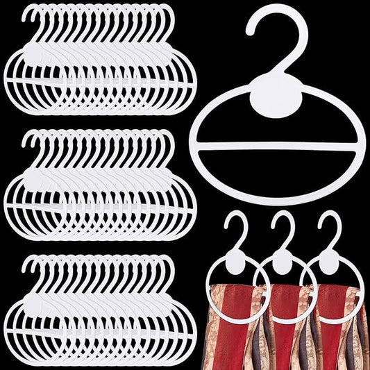 50 Pcs Scarf Hanger Plastic Holder Organizer Space Saving Scarf Organizer Clothes Hanger for Scarves Headscarves Clothing Sorting Storing (White)