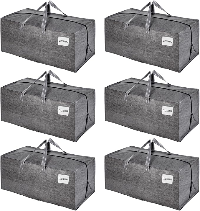 VENO 6 Pack Heavy Duty Moving Bags with Backpack Straps, Zippers & Handles, Extra Large Packing Bags for College Dorm Essentials, Moving Supplies Alternative to Cardboard Moving Boxes