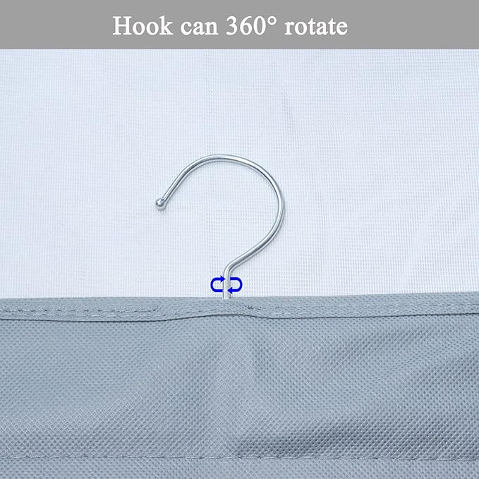 2 Pack 12 Large Pockets Hanging Shoe Organizer for Closet with Roating Hanger for Storage Mens Shoes,Kids Clothes,Also can used as Travel shoe rack hanging,Grey