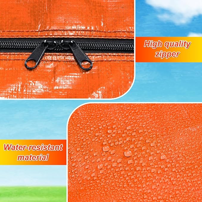 4 Pcs 66 Gallon Extra Large Moving Bags Heavy Duty Storage Bag with Strong Zipper Handle Foldable XXL Jumbo Storage Tote Packing Moving Box for College Dorm Travel Cloth Duffle (Orange)