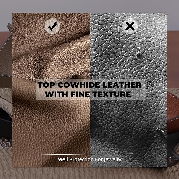 Genuine Cowhide Leather Desktop Storage Organizer - Bedside Vanity Tray, Catchall Nightstand Caddy for Phone, Wallet, Coin, Jewelry (Etoupe Grey)